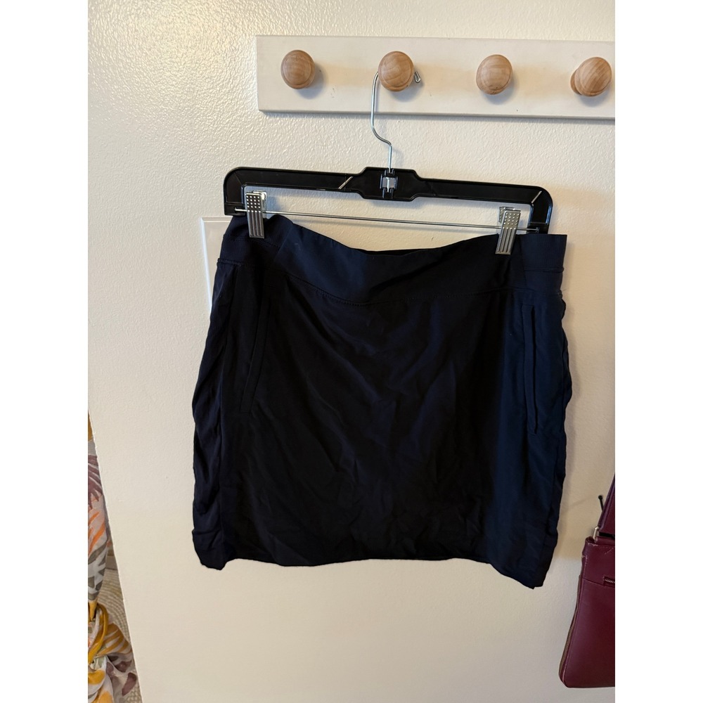 Athleta Skort Black Soho midsize 10 travel vacation golf comfort drawstring‎ EUC
